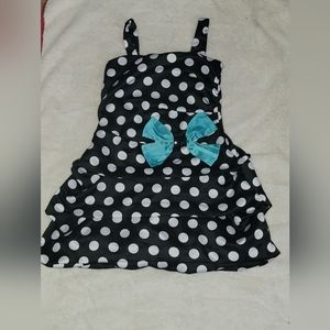 Ruby Rox Girl's 12 Black W/White Polka Dots Slvless Dress W/Bow
